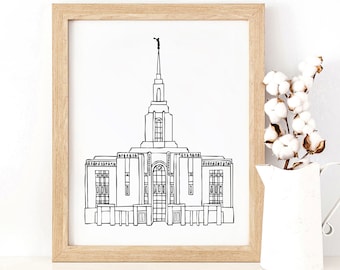 Red Cliffs Utah Temple - LDS Latter-day Saint, Wall Art Print Artwork Clip Clipart, Hand Drawn, Printable Digital Download, Simple, Modern