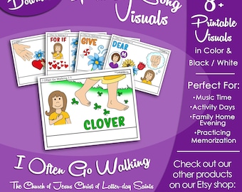 I Often Go Walking Song Visuals, LDS Primary Singing Time Pictures (Printable Digital Download)