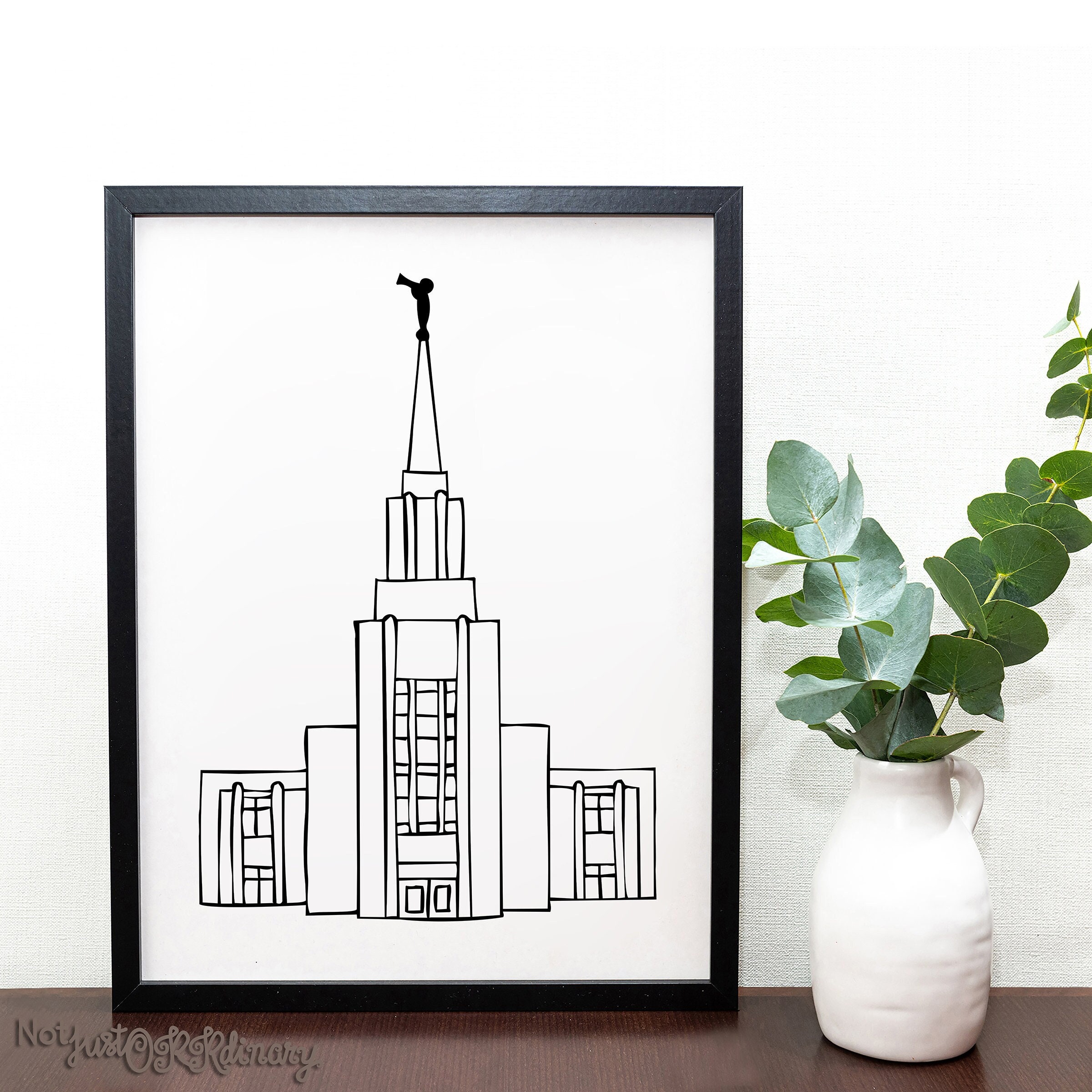 Twin Falls Idaho Temple - LDS Latter-day Saint, Wall Art Print Artwork Clip Clipart, Hand Drawn, Printable Digital Download, Simple