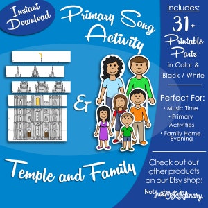 Temple and Family, Latter-day Saint LDS Primary Singing Time Activity, Printable Game, Songbook Graphic Picture Image, Temple Puzzle