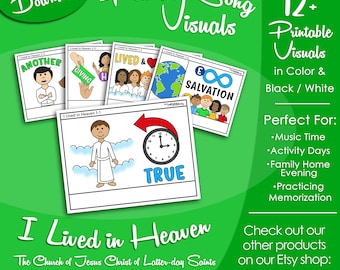 I Lived in Heaven Song Visuals, LDS Primary Singing Time Pictures (Printable Digital Download)