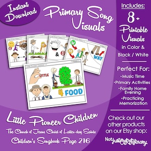 Little Pioneer Children Song Visuals, Latter-day Saint LDS Primary Singing Time, Printable Poster Music Help, Songbook Graphic Picture Image