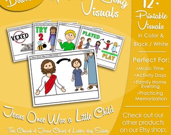 Jesus Once was a Little Child Song Visuals, Latter-day Saint LDS Primary Singing Time, Printable Poster, Music Leader Help, Songbook Picture
