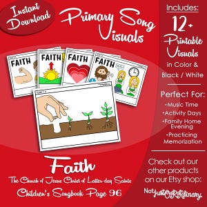 Faith Song Visuals, LDS Primary Singing Time Pictures (Printable Digital Download)