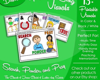 Search, Ponder, and Pray Song Visuals, Latter-day Saint LDS Primary Singing Time, Printable Poster, Music Leader Help, Songbook Picture