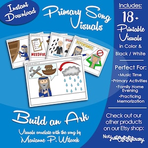 Imagens da música "Construindo uma Arca", para a Hora de Cantar na Primária da Igreja SUD (Download Digital para Impressão)