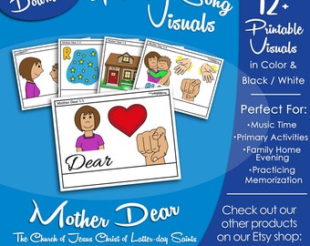 Mother Dear Song Visuals, Latter-day Saint LDS Primary Singing Time, Printable Poster, Music Leader Help, Songbook Graphic Picture Image