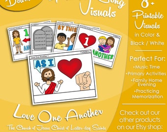 Love One Another Song Visuals, Latter-day Saint LDS Primary Singing Time, Printable Poster Music Leader Help, Songbook Graphic Picture Image