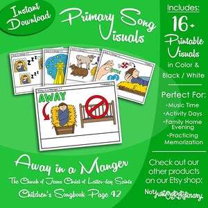 Away in a Manger Song Visuals, LDS Primary Singing Time Pictures (Printable Digital Download)
