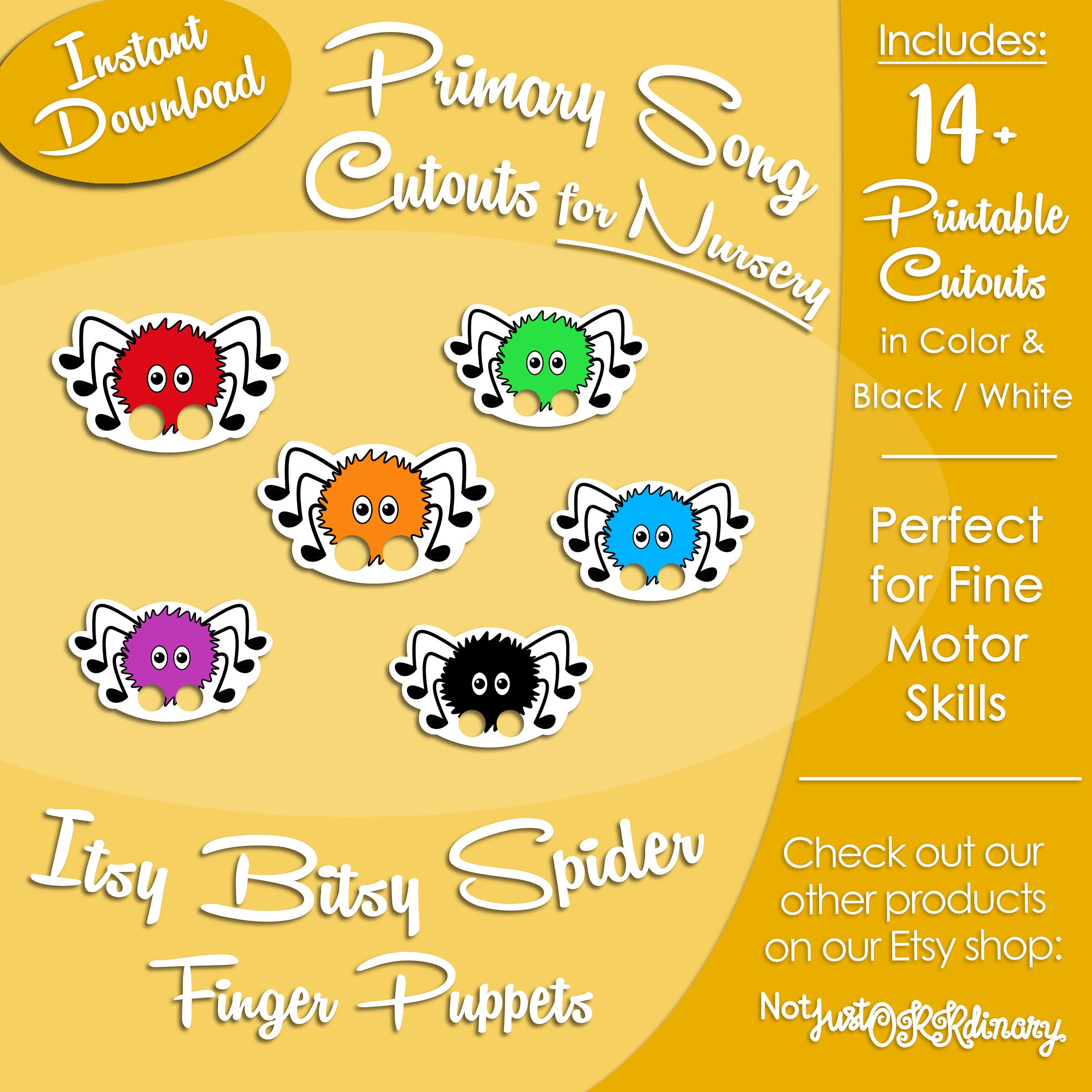 Itsy Bitsy Spider Finger Puppets, Song Cutouts for NURSERY, Latter-day ...