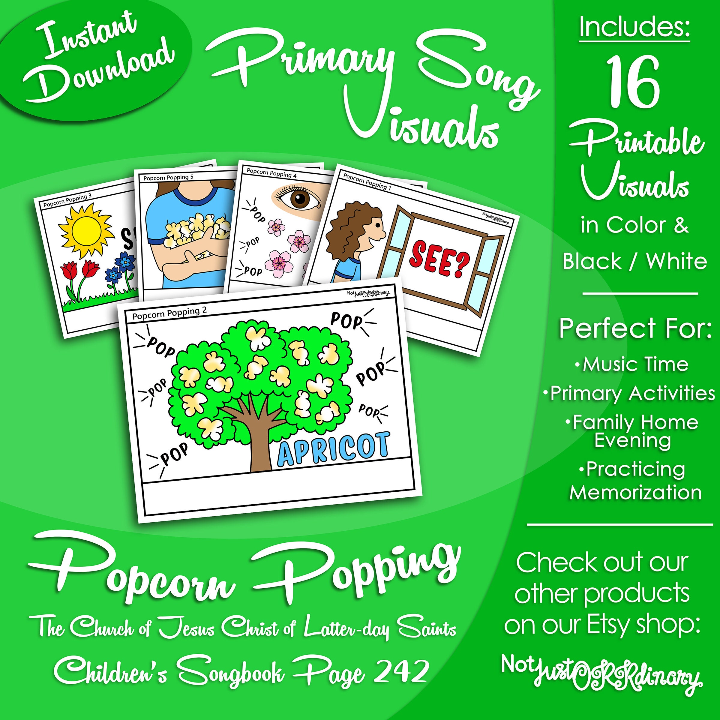 Popcorn Popping Song, Latterday Saint LDS Primary Singing Time