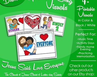 Jesus Said Love Everyone Song Visuals, Latter-day Saint LDS Primary Singing Time, Printable Poster, Music Leader Help Songbook Picture Image