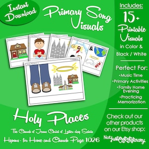 Holy Places Song Visuals, LDS Primary Singing Time Pictures (Printable Digital Download)