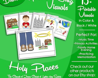 Holy Places Song Visuals, LDS Primary Singing Time Pictures (Printable Digital Download)