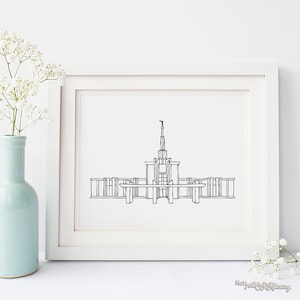 Denver Colorado Temple - LDS Latter-day Saint, Wall Art Print Artwork Clip Clipart, Hand Drawn, Printable Digital Download, Simple, Modern