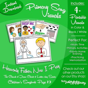 Heavenly Father, Now I Pray Song Visuals, Latter-day Saint LDS Primary Singing Time, Printable, Music Leader Help, Songbook Picture Image