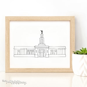 Baton Rouge Louisiana Temple - LDS Latter-day Saint, Wall Art Print Artwork Clip Clipart, Hand Drawn, Printable Digital Download, Simple