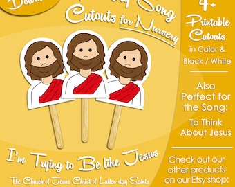 I'm Trying to Be like Jesus Song Cutouts for NURSERY, Latter-day Saint LDS Singing Time, Printable, Music, Songbook Picture Image