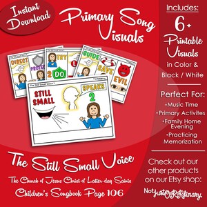 「静かな小さな声」の歌のビジュアル、LDS初等協会の歌の時間の写真（印刷可能なデジタルダウンロード）