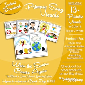 When the Savior Comes Again Song Visuals, LDS Primary Singing Time Pictures (Printable Digital Download)