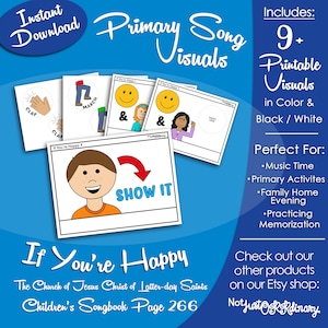 If You&#39;re Happy Song Visuals, Latter-day Saint LDS Primary Singing Time, Printable Poster, Music Leader Help, Songbook Graphic Picture Image