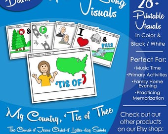 My Country, 'Tis of Thee, Song Visuals, LDS Primary Singing Time Pictures (Printable Digital Download)