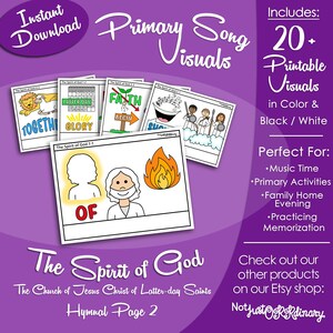 The Spirit of God Song Visuals, LDS Primary Singing Time Pictures (Printable Digital Download)