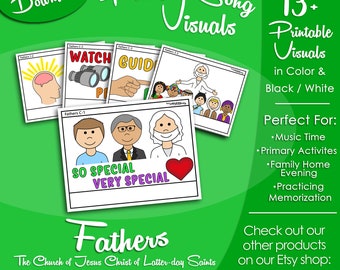 Fathers Song Visuals, Latter-day Saint LDS Primary Singing Time, Printable Visual Poster, Music Leader Help, Songbook Graphic Picture Image