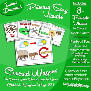 Covered Wagons Song Visuals, Latter-day Saint LDS Primäre Singzeit, druckbares Poster, Musikführer Hilfe, Songbuch Grafik Bild Bild