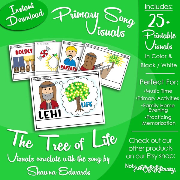 The Tree of Life Song Visuals, Shawna Edwards, Latter-day Saint LDS Primary Singing Time, Printable Poster, Music Leader Help, Picture Image