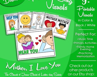 Mother, I Love You Song Visuals, Latter-day Saint LDS Primary Singing Time, Printable Poster, Music Leader Help, Songbook Picture Image