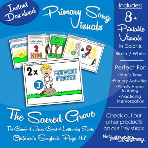 The Sacred Grove Song Visuals, Latter-day Saint LDS Primary Singing Time, Printable Poster Music Leader Help, Songbook Graphic Picture Image