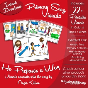 Images de chanson He Prepares a Way, Angie Killian, heure du chant primaire des saints des derniers jours de l'Église, affiche imprimable, aide pour animateur musical, image