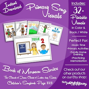 Book of Mormon Stories Song Visuals, Latter-day Saint LDS Primary Singing Time, Printable Poster, Music Leader Help, Songbook Graphic Image