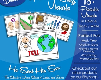 He Sent His Son Song Visuals, Latter-day Saint LDS Primary Singing Time, Printable Poster, Music Leader Help, Songbook Graphic Picture Image