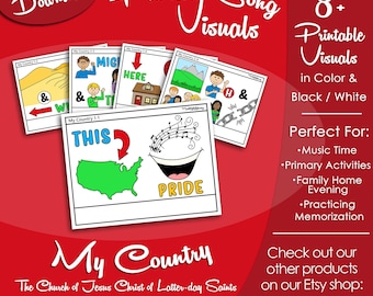 My Country Song Visuals, LDS Primary Singing Time Pictures (Printable Digital Download)