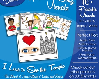 I Love to See the Temple Song Visuals, Latter-day Saint LDS Primary Singing Time, Printable Poster, Music Leader Help, Songbook Picture