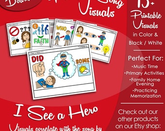 I See a Hero Song Visuals, Shawna Edwards, Latter-day Saint LDS Primary Singing Time, Printable Poster, Music Leader, Graphic Picture Image