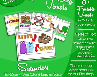 Saturday Song Visuals, LDS Primary Singing Time Pictures (Printable Digital Download)