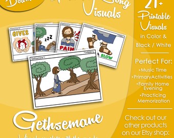 Gethsemane Song Visuals, Melanie Hoffman, Latter-day Saint LDS Primary Singing Time, Printable Visual Poster, Music, Graphic Picture Image