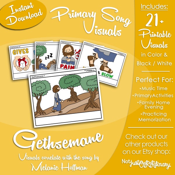 Gethsemane Song Visuals, Melanie Hoffman, Latter-day Saint LDS Primary Singing Time, Printable Visual Poster, Music, Graphic Picture Image