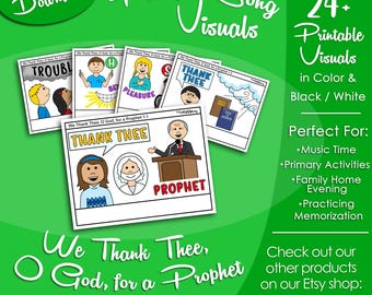 We Thank Thee, O God, for a Prophet Song Visuals, LDS Primary Singing Time Pictures (Printable Digital Download)