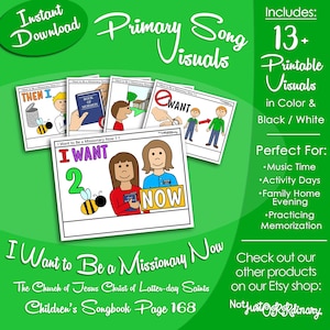 I Want to Be a Missionary Now Song Visuals, Latter-day Saint LDS Primary Singing Time, Printable Poster, Music Help, Songbook Picture Image