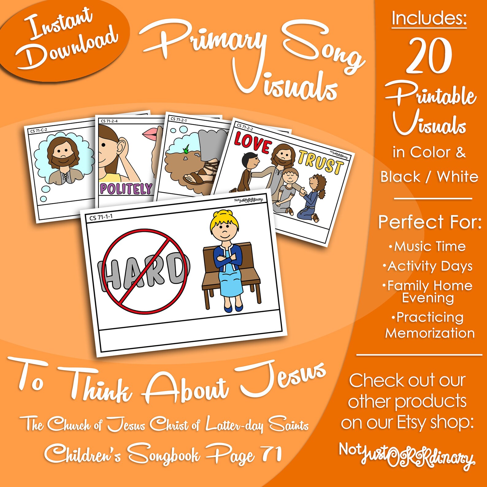 To Think About Jesus Song Latterday Saint LDS Primary  Etsy