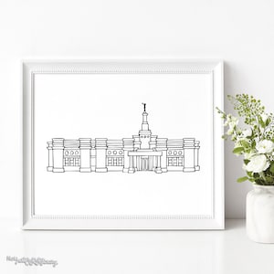Brisbane Australia Temple - LDS Latter-day Saint, Wall Art Print Artwork Clip Clipart, Hand Drawn, Printable Digital Download, Simple
