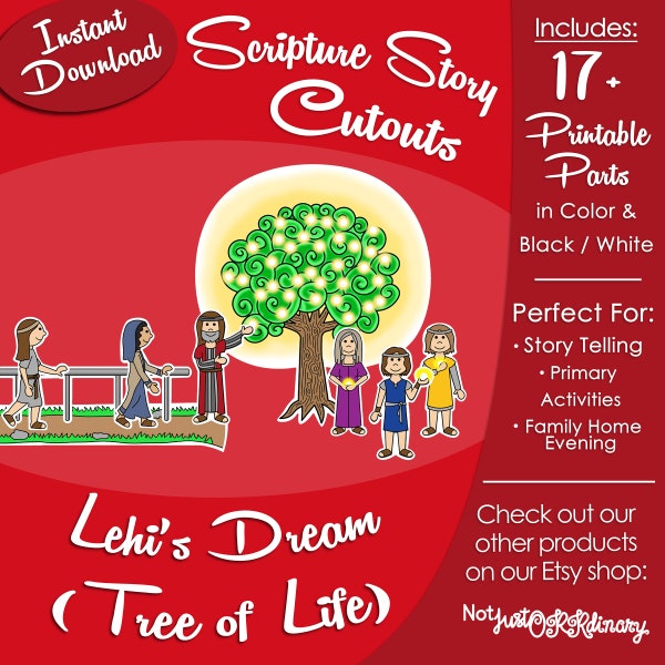 Lehi's Dream Story Cutouts, Latter-day Saint LDS Primary Story Time Activity, Printable Days, Graphic Picture Image, Tree of Life