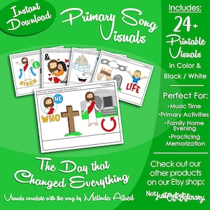 Wizualizacje piosenek „Dzień, który zmienił wszystko”, czasopismo „Friend”, śpiew w kościele LDS w dniach ostatnich, grafika do druku, obraz muzyczny