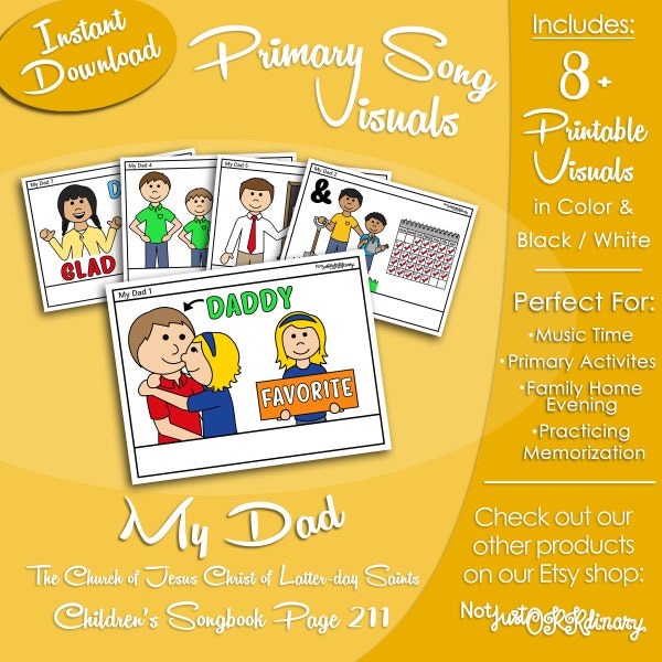 My Dad Song Visuals, Latter-day Saint LDS Primary Singing Time, Printable Poster, Music Leader Help, Songbook Graphic Picture Image