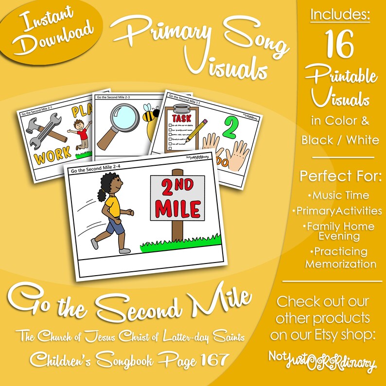 Go the Second Mile Song Latterday Saint LDS Primary Singing Etsy