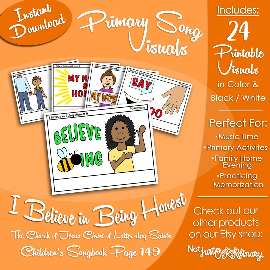I Believe in Being Honest Song Latter-day Saint LDS Primary - Etsy
